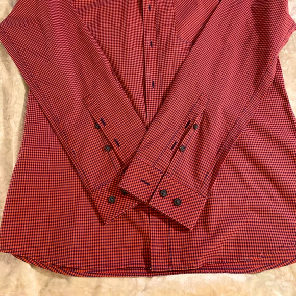 Hugo Boss Salmon/Navy Checkerboard Oxford - Picture 4 of 5